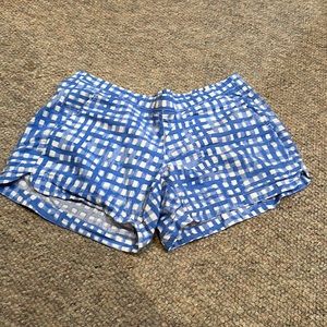 Lilly Pulitzer ocean view blue gingham plaid, swim summer vacation cotton shorts